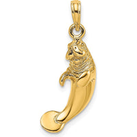 14K Yellow Gold Polished 3D Manatee Pendant Charm by Oro Pregiato