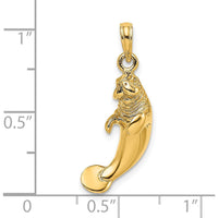 14K Yellow Gold Polished 3D Manatee Pendant Charm by Oro Pregiato