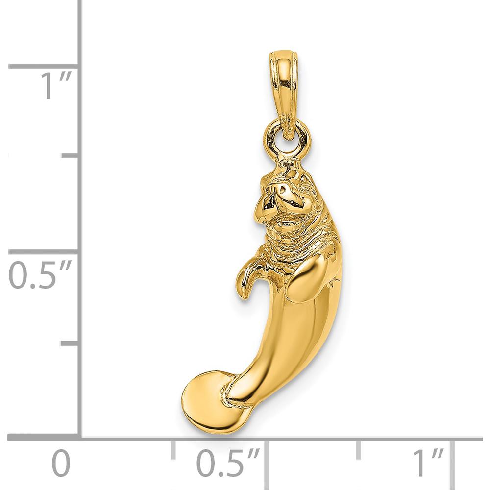 14K Yellow Gold Polished 3D Manatee Pendant Charm by Oro Pregiato