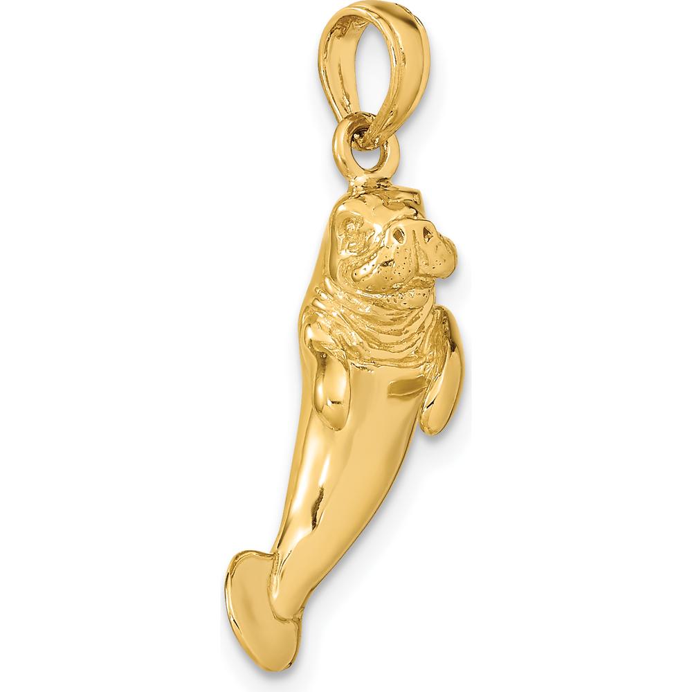 14K Yellow Gold Polished 3D Manatee Pendant Charm by Oro Pregiato