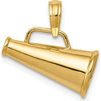 14K Yellow Gold Polished 3D Megaphone Pendant - 15mm Length by Oro Pregiato