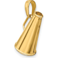 14K Yellow Gold Polished 3D Megaphone Pendant - 15mm Length by Oro Pregiato