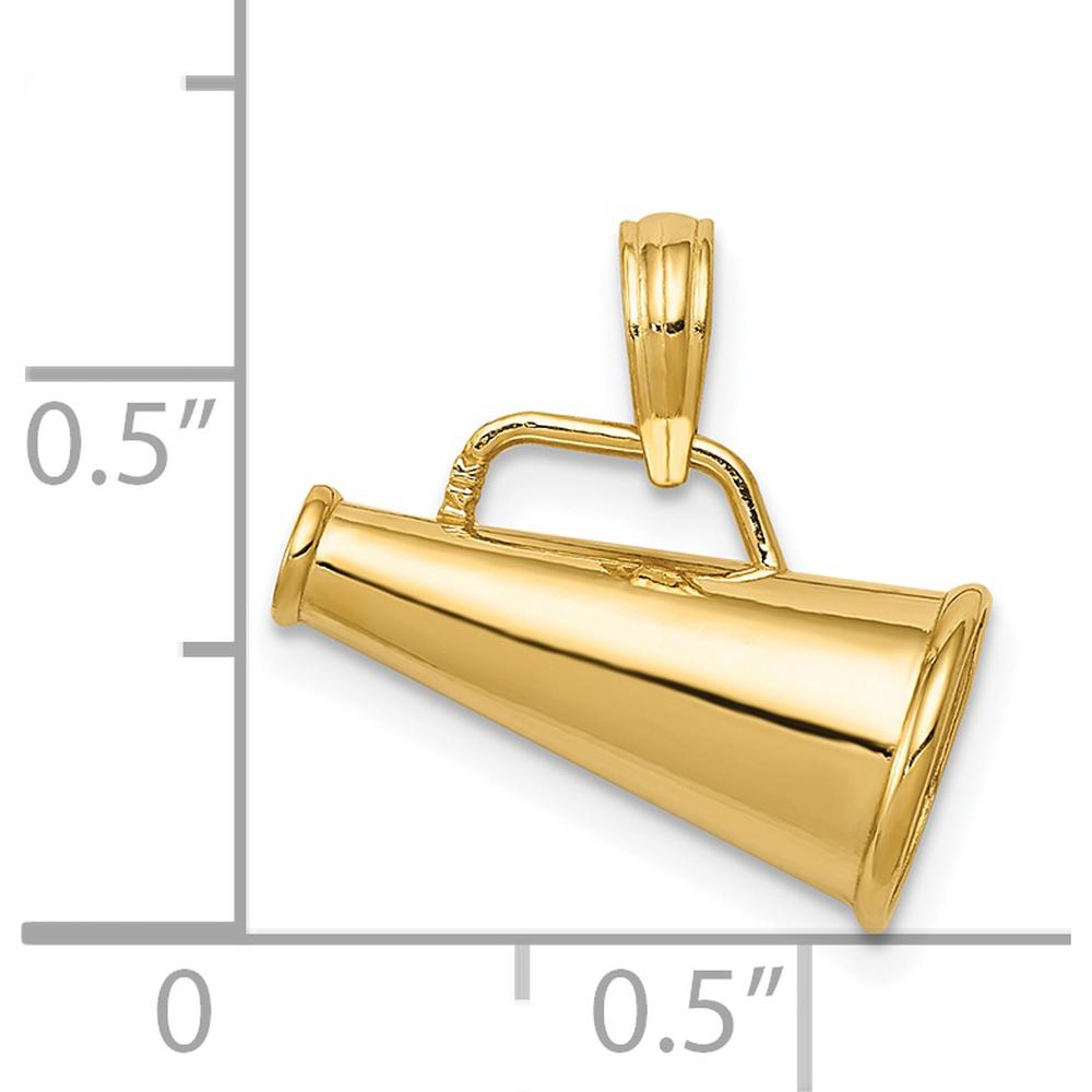 14K Yellow Gold Polished 3D Megaphone Pendant - 15mm Length by Oro Pregiato