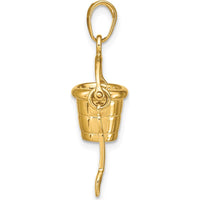 14K Yellow Gold Polished 3D Pail and Moveable Shovel Pendant by Oro Pregiato