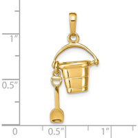 14K Yellow Gold Polished 3D Pail and Moveable Shovel Pendant by Oro Pregiato