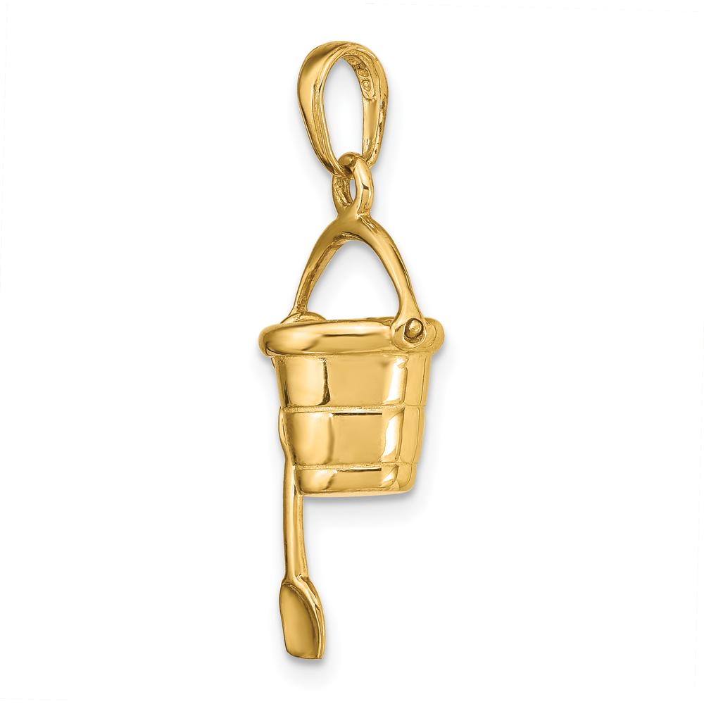 14K Yellow Gold Polished 3D Pail and Moveable Shovel Pendant by Oro Pregiato
