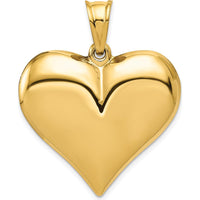 14K Yellow Gold Polished 3D Puffed Heart Pendant - 38mm Length by Oro Pregiato