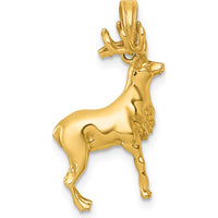 14K Yellow Gold Polished 3D Reindeer Charm Pendant - Nature-Inspired Holiday Jewelry by Oro Pregiato