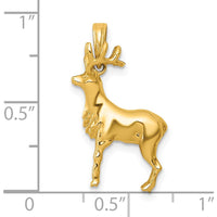 14K Yellow Gold Polished 3D Reindeer Charm Pendant - Nature-Inspired Holiday Jewelry by Oro Pregiato