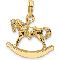 14K Yellow Gold Polished 3D Rocking Horse Charm Pendant - 21mm Length by Oro Pregiato