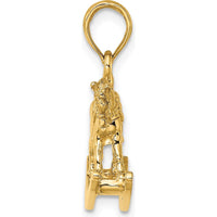 14K Yellow Gold Polished 3D Rocking Horse Charm Pendant - 21mm Length by Oro Pregiato