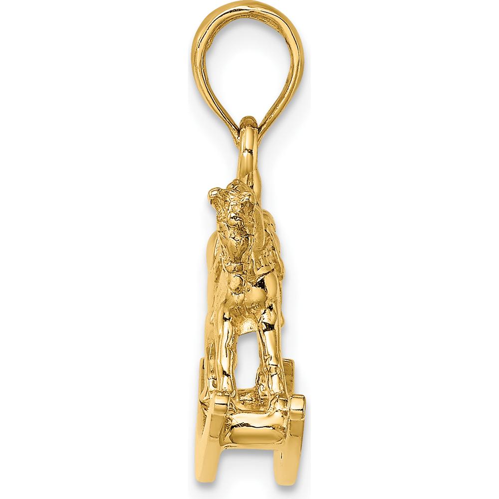 14K Yellow Gold Polished 3D Rocking Horse Charm Pendant - 21mm Length by Oro Pregiato