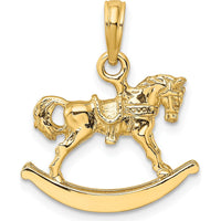14K Yellow Gold Polished 3D Rocking Horse Charm Pendant - 21mm Length by Oro Pregiato