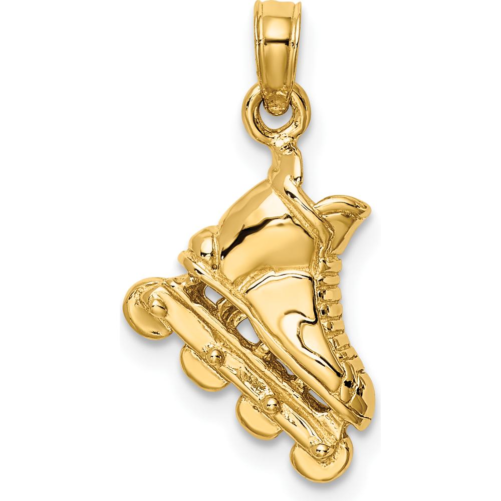 14K Yellow Gold Polished 3D Rollerblade Charm - Textured Finish by Oro Pregiato