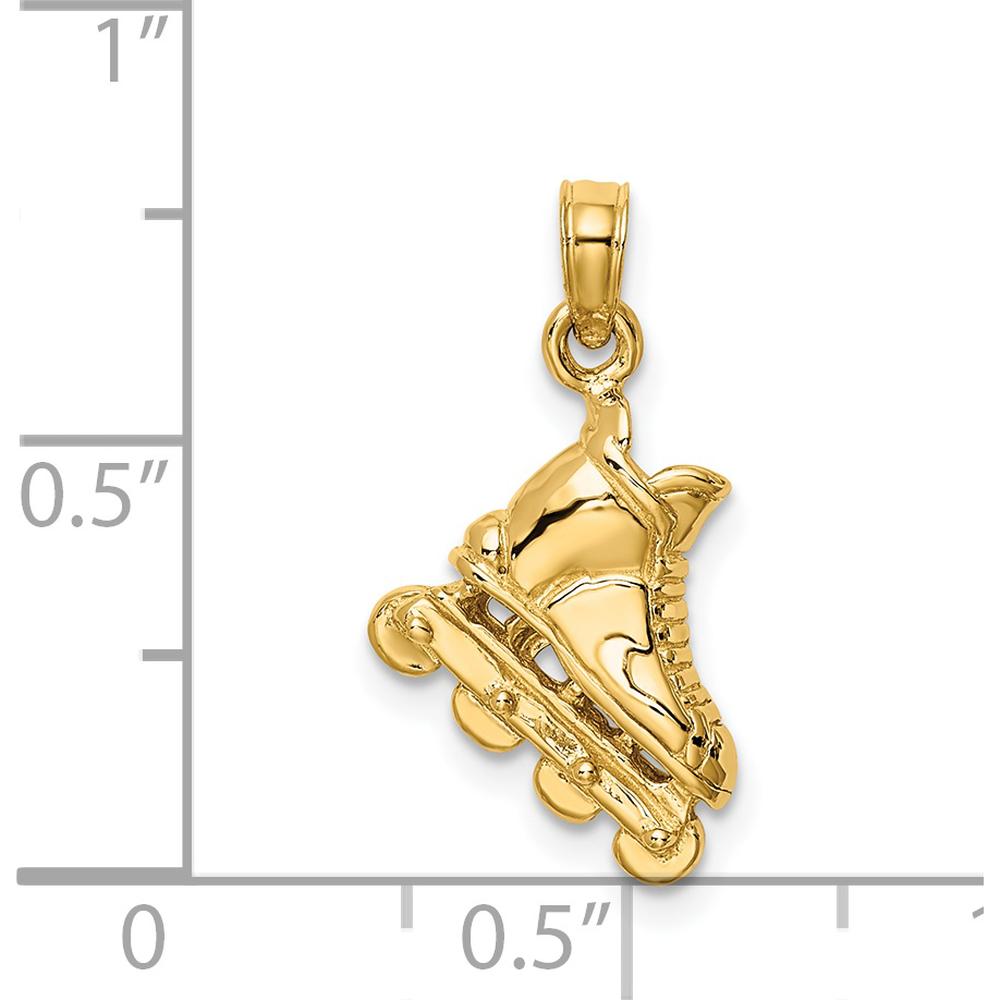 14K Yellow Gold Polished 3D Rollerblade Charm - Textured Finish by Oro Pregiato