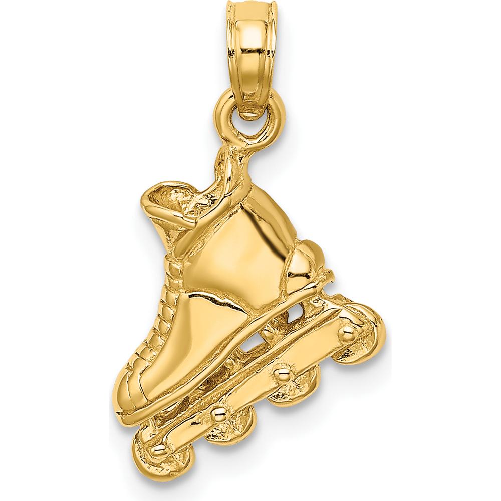 14K Yellow Gold Polished 3D Rollerblade Charm - Textured Finish by Oro Pregiato