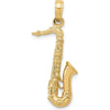 14K Yellow Gold Polished 3D Saxophone Charm - Musician's Jewelry by Oro Pregiato