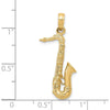 14K Yellow Gold Polished 3D Saxophone Charm - Musician's Jewelry by Oro Pregiato