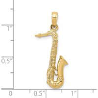 14K Yellow Gold Polished 3D Saxophone Charm - Musician's Jewelry by Oro Pregiato
