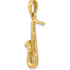 14K Yellow Gold Polished 3D Saxophone Charm - Musician's Jewelry by Oro Pregiato