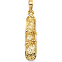 14K Yellow Gold Polished 3D Snowboard Charm Pendant by Oro Pregiato