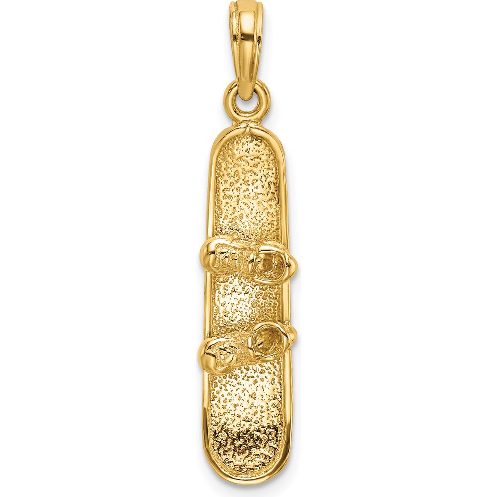 14K Yellow Gold Polished 3D Snowboard Charm Pendant by Oro Pregiato