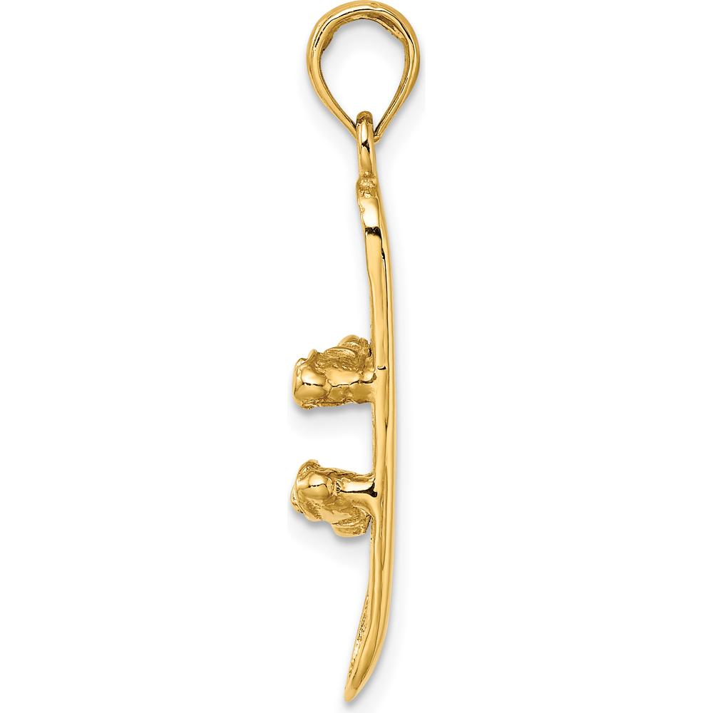 14K Yellow Gold Polished 3D Snowboard Charm Pendant by Oro Pregiato