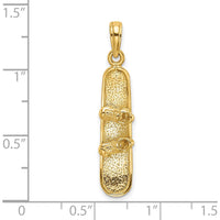 14K Yellow Gold Polished 3D Snowboard Charm Pendant by Oro Pregiato
