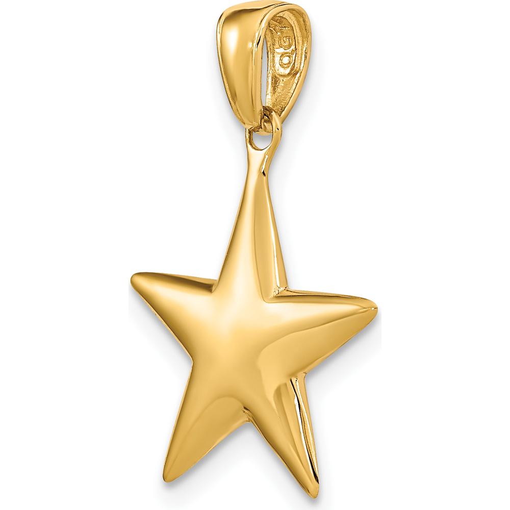 14K Yellow Gold Polished 3D Star Pendant - 23mm Length by Oro Pregiato