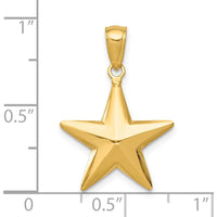 14K Yellow Gold Polished 3D Star Pendant - 23mm Length by Oro Pregiato