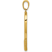 14K Yellow Gold Polished 3D Tennis Racquet Pendant - Solid Casted Design by Oro Pregiato