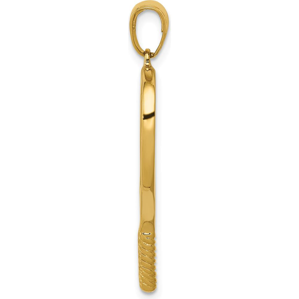 14K Yellow Gold Polished 3D Tennis Racquet Pendant - Solid Casted Design by Oro Pregiato
