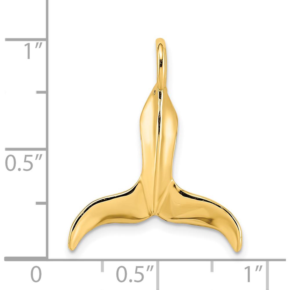 14K Yellow Gold Polished 3D Whale Tail Pendant Charm - 24.45mm by Oro Pregiato