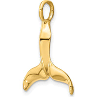 14K Yellow Gold Polished 3D Whale Tail Pendant Charm - 24.45mm by Oro Pregiato
