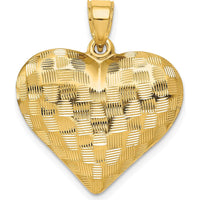 14K Yellow Gold Polished 3D Woven Heart Pendant - 22mm by Oro Pregiato
