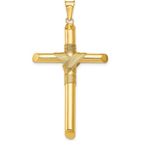 14K Yellow Gold Polished 3D Wrapped Cross Pendant - 51.43mm Length by Oro Pregiato