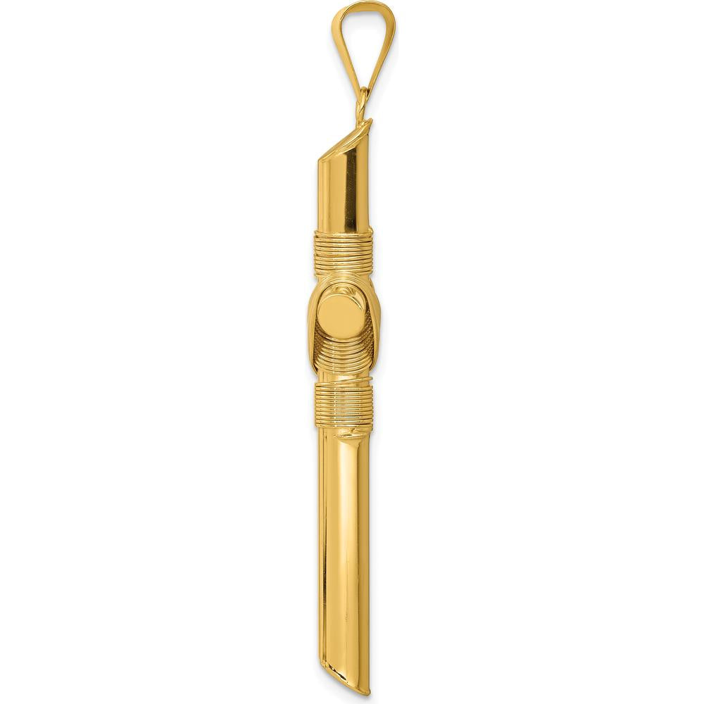 14K Yellow Gold Polished 3D Wrapped Cross Pendant - 51.43mm Length by Oro Pregiato