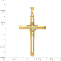 14K Yellow Gold Polished 3D Wrapped Cross Pendant - 51.43mm Length by Oro Pregiato