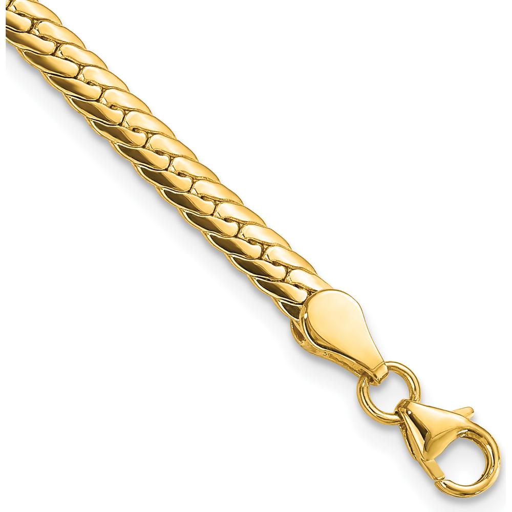 14K Yellow Gold Polished 3mm Fancy Curb Link Bracelet - 7.5" Length by 0