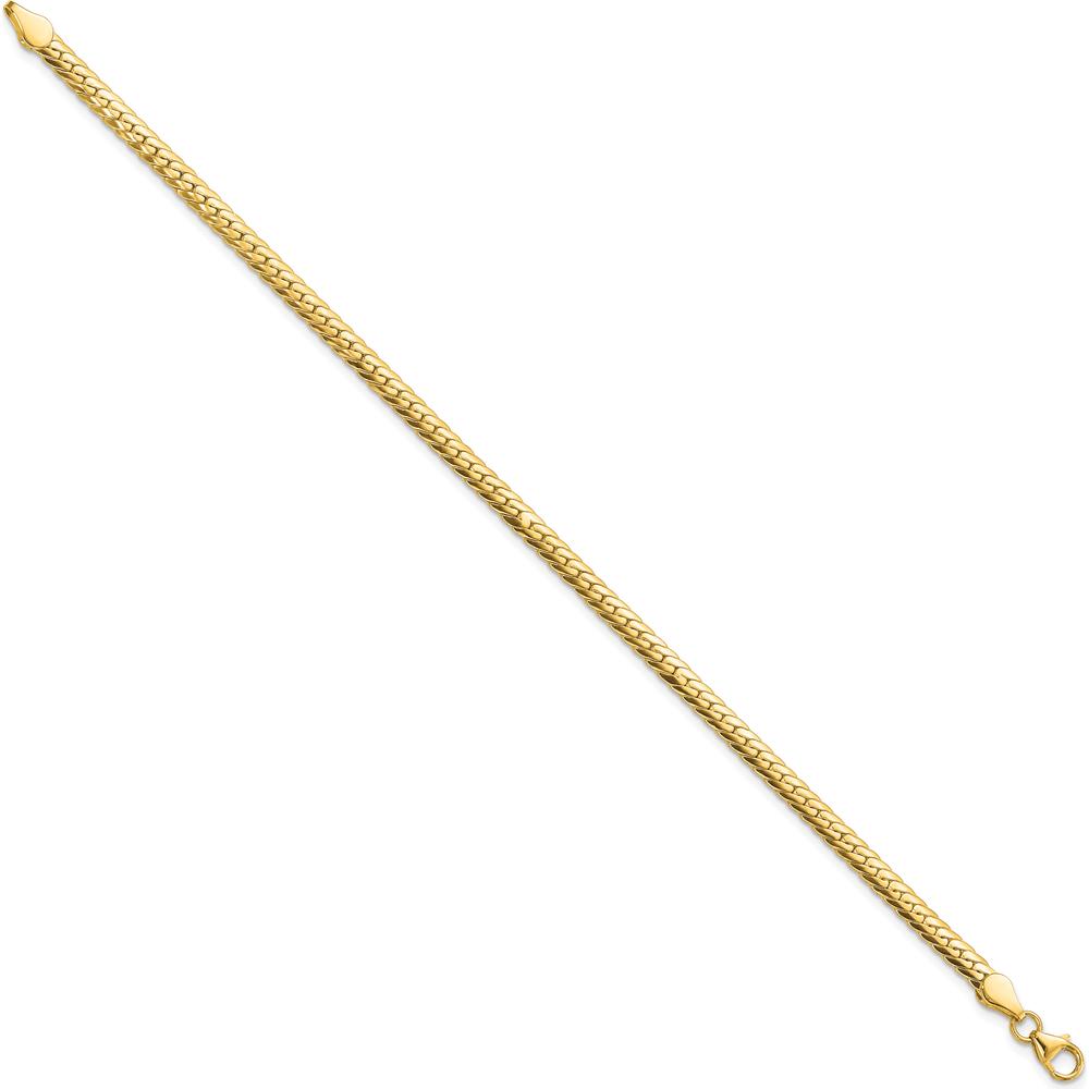 14K Yellow Gold Polished 3mm Fancy Curb Link Bracelet - 7.5" Length by 0