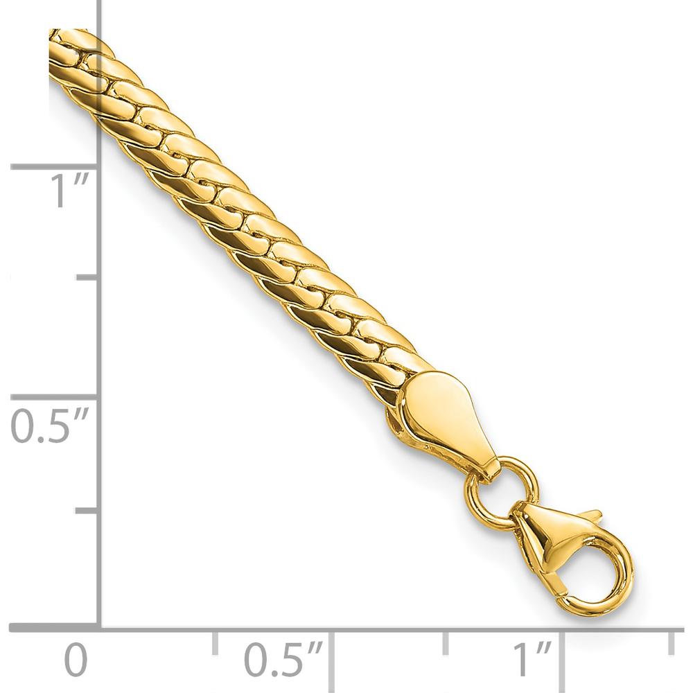 14K Yellow Gold Polished 3mm Fancy Curb Link Bracelet - 7.5" Length by 0