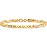 14K Yellow Gold Polished 3mm Fancy Curb Link Bracelet - 7.5" Length by 0