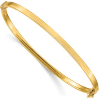 14K Yellow Gold Polished 3mm Hinged Oval Bangle Bracelet with Safety Clasp by Oro Pregiato