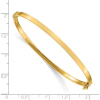 14K Yellow Gold Polished 3mm Hinged Oval Bangle Bracelet with Safety Clasp by Oro Pregiato
