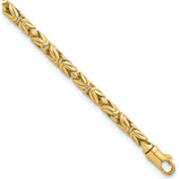 14K Yellow Gold Polished 3mm Rounded Byzantine Link Bracelet - 7.5" Length by 0