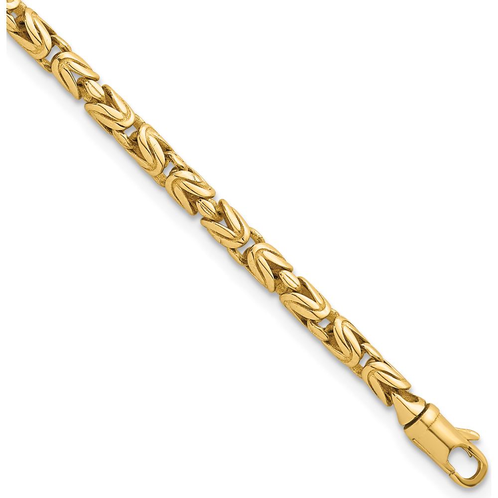 14K Yellow Gold Polished 3mm Rounded Byzantine Link Bracelet - 7.5" Length by 0