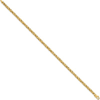 14K Yellow Gold Polished 3mm Rounded Byzantine Link Bracelet - 7.5" Length by 0