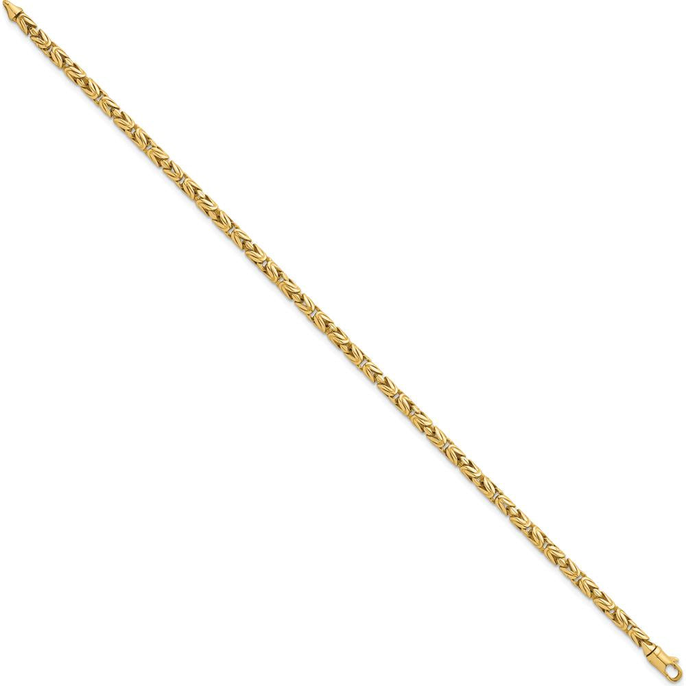 14K Yellow Gold Polished 3mm Rounded Byzantine Link Bracelet - 7.5" Length by 0
