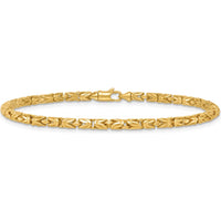 14K Yellow Gold Polished 3mm Rounded Byzantine Link Bracelet - 7.5" Length by 0