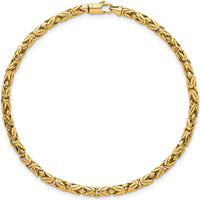 14K Yellow Gold Polished 3mm Rounded Byzantine Link Bracelet - 7.5" Length by 0